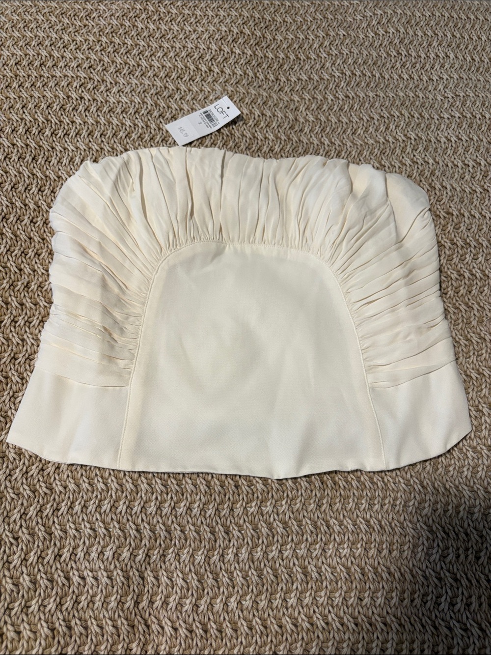 Loft Cream Strapless Pleated Bustier Top